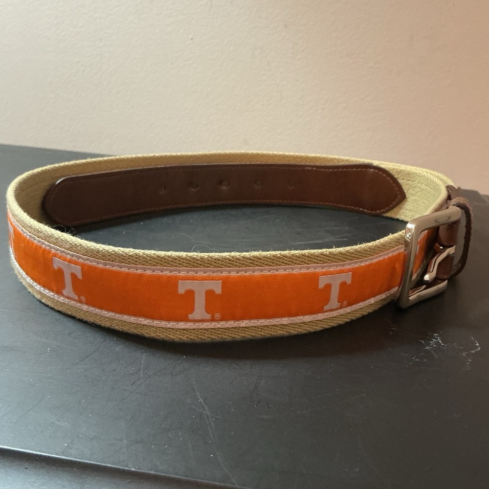 University of Tennessee Vols Canvas Belt Brown Orange Unisex EUC 42"